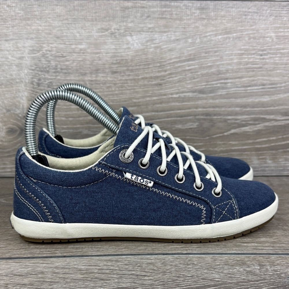 Taos Star Blue Denim Canvas Women’s Sz 6.5 Low Top Lace Up Comfort Sneakers